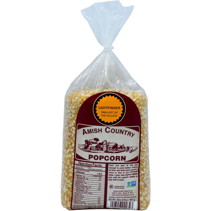 Ladyfinger Hulless Popcorn Kernels 2lb Bag