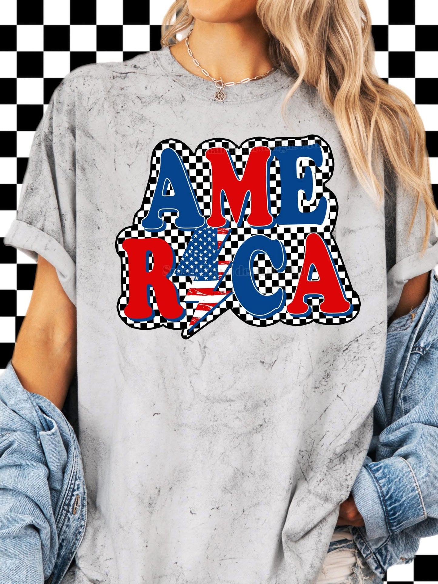 America Checkered Tee