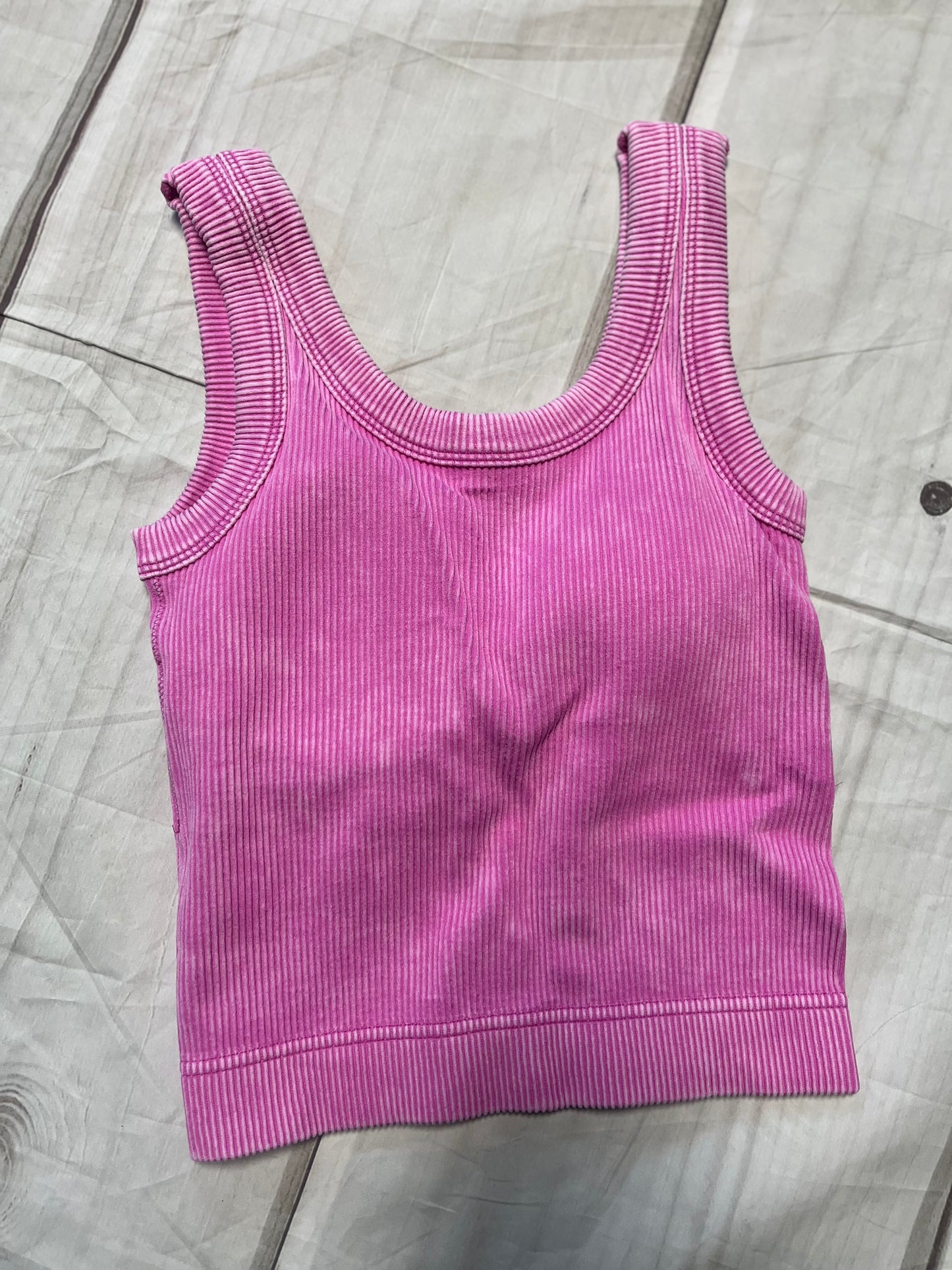 Mauve Ribbed Tank W/ Bra Pads