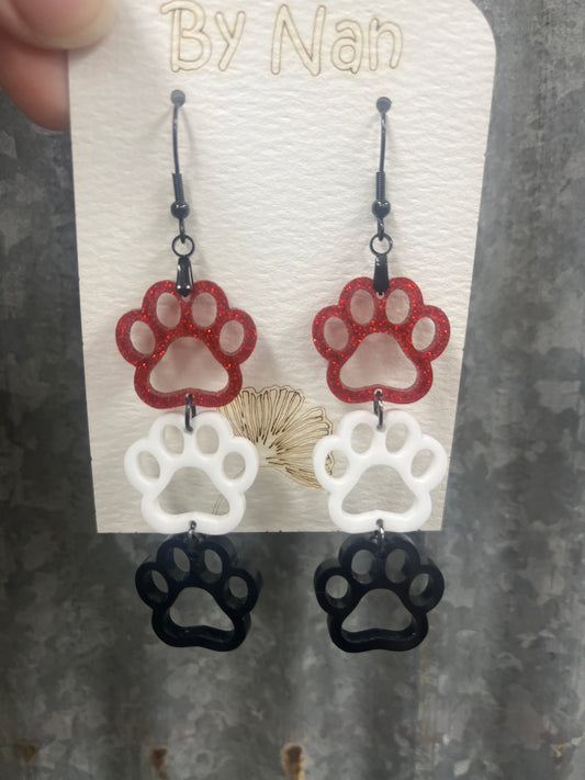 Acrylic Tiger Paw Dangle Earrings