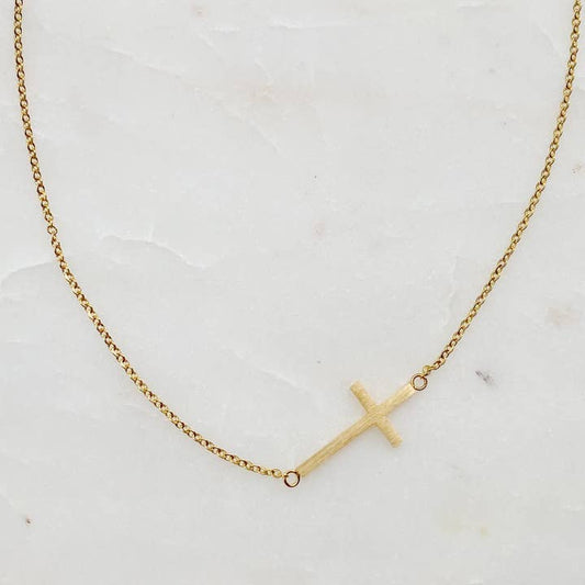 Kayla Cross Necklace-Gold