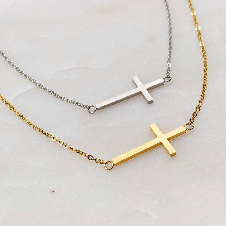 Kayla Cross Necklace-Silver