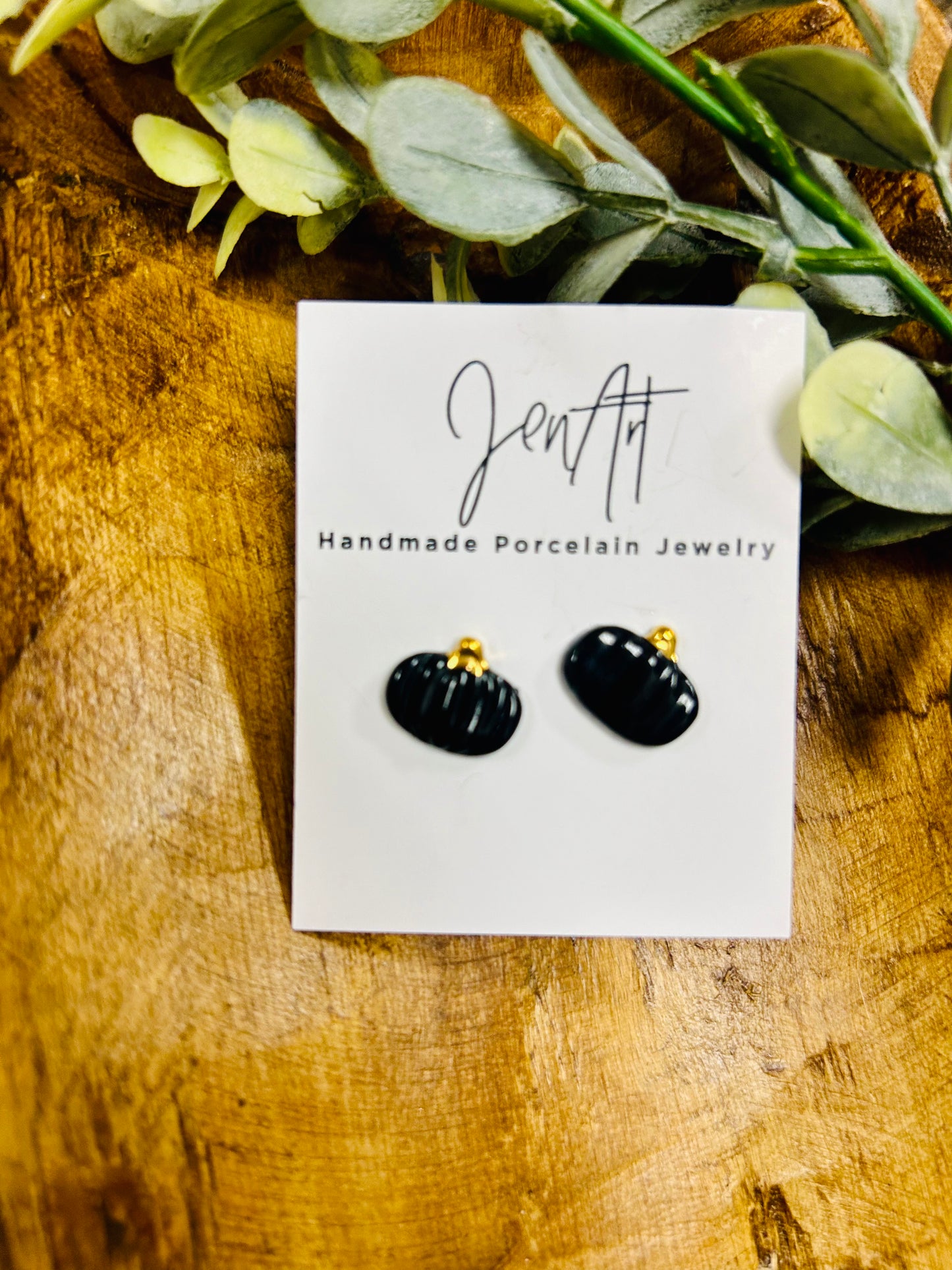 Black Pumpkin Studs