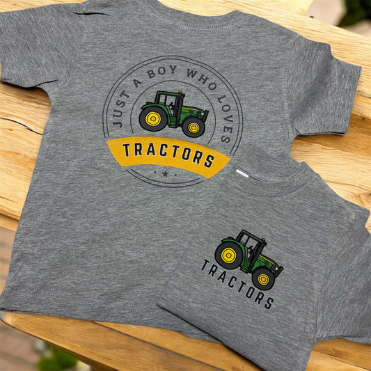 Just a boy who loves tractors toddler tee