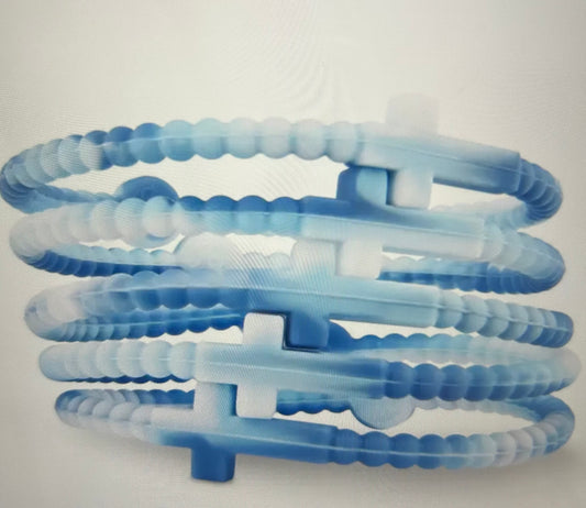 Poolside Jesus Bracelet (Blue and White Silicone Cross)