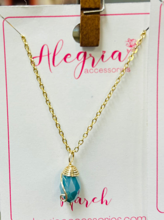 March Gold Chain Birthstone Necklace