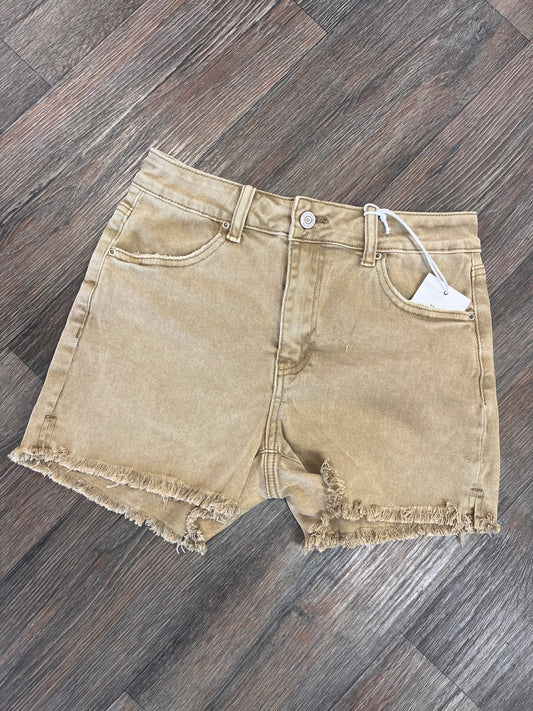 Tan Frayed Jean Shorts