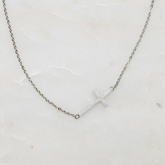 Kayla Cross Necklace-Silver