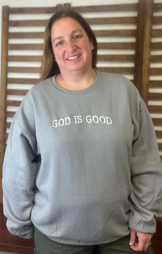 God Is Good Gray Crewneck