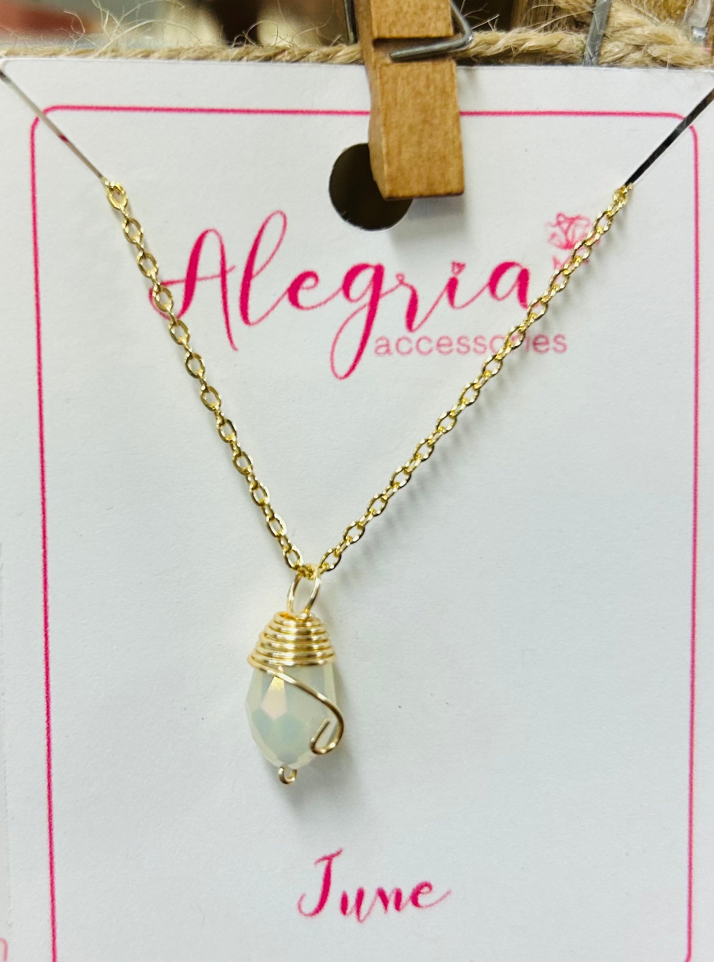 June Gold Chain Birthstone Necklace