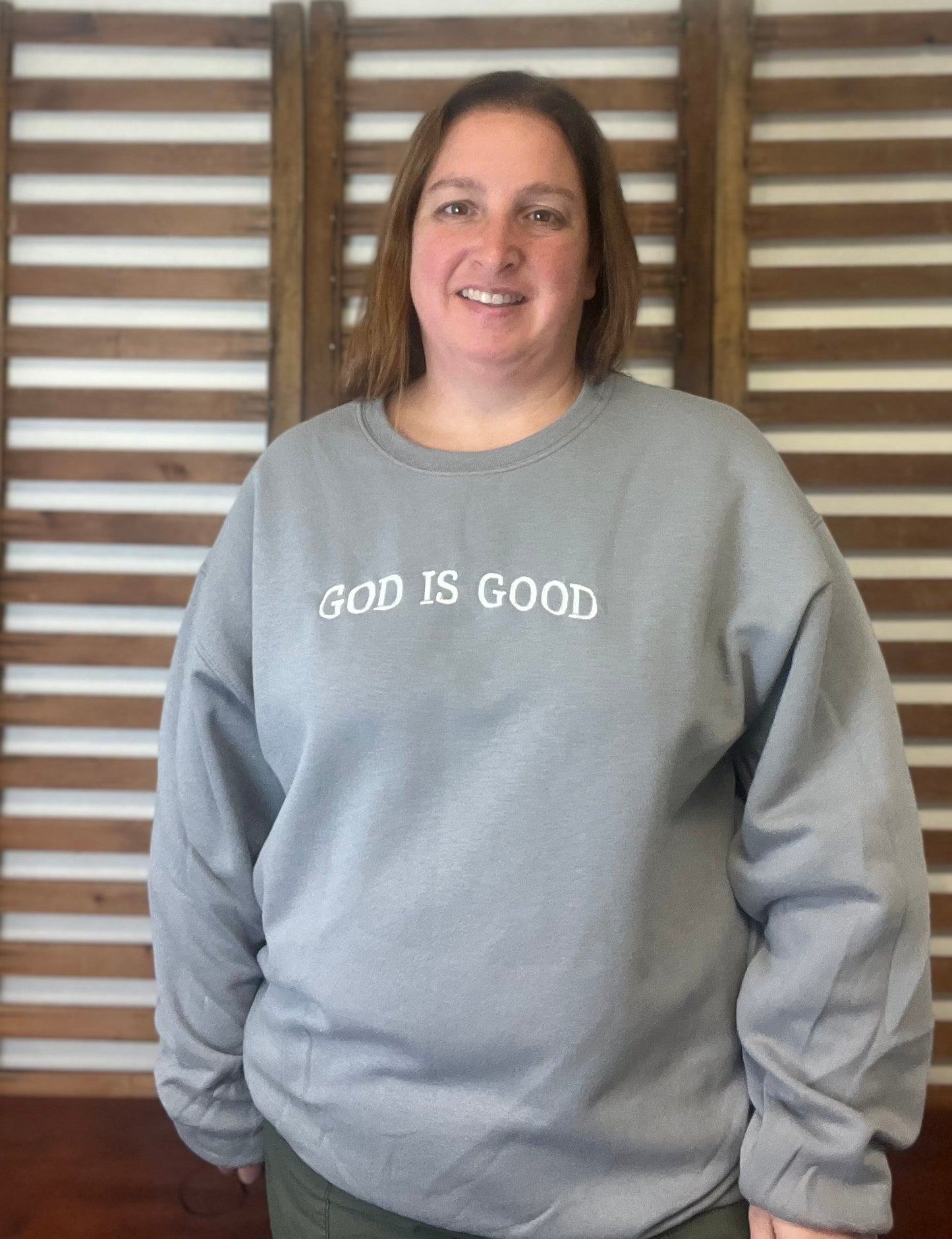 God Is Good Gray Crewneck