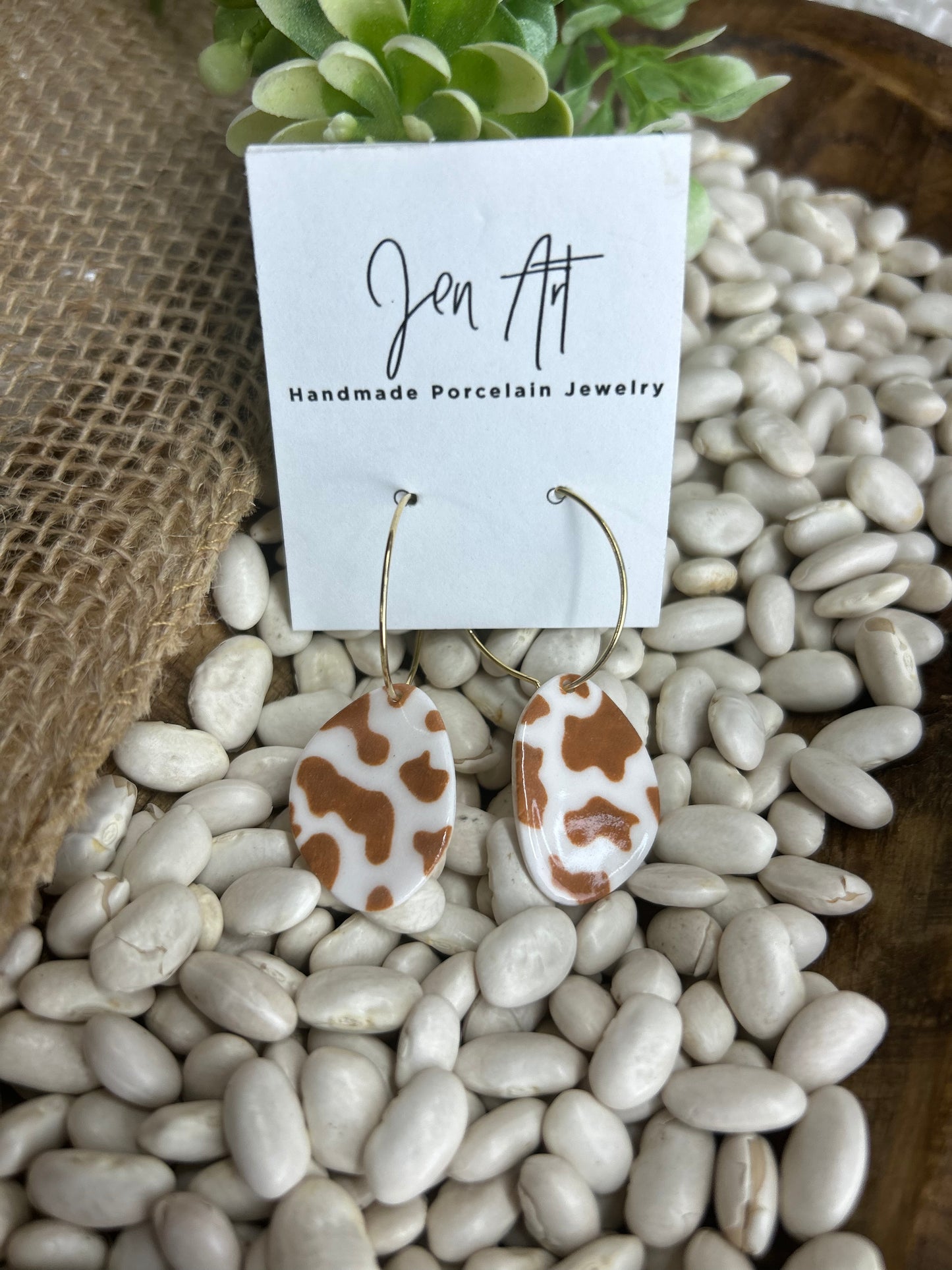 Jen Art Cow Print Dangle