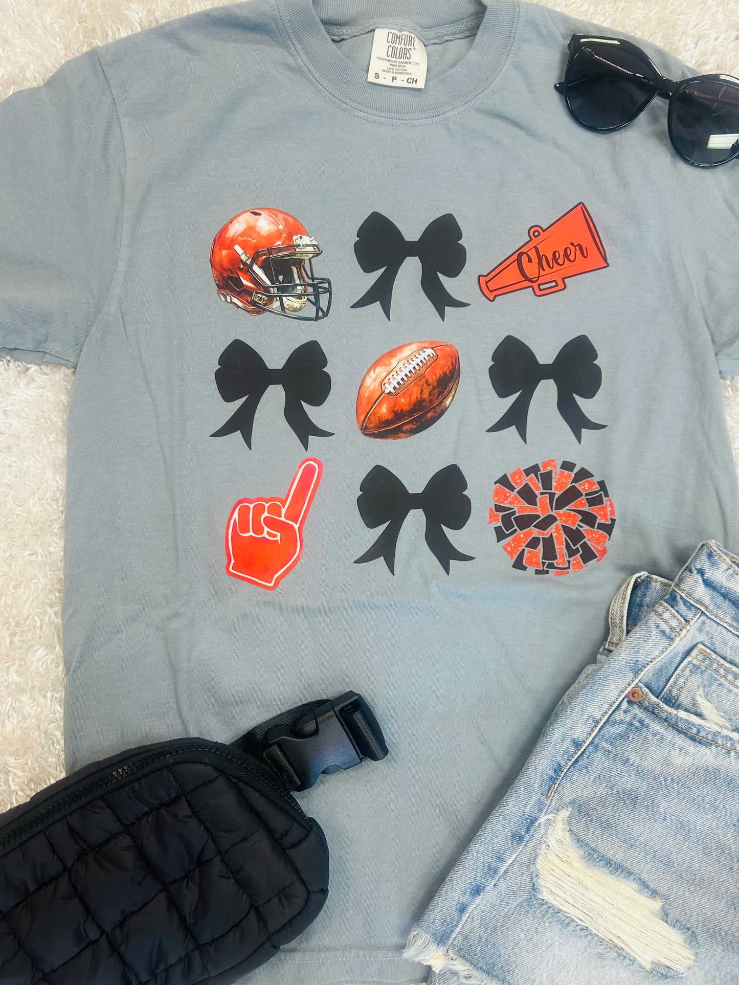 Red/Black Cheer Football Collage Tee