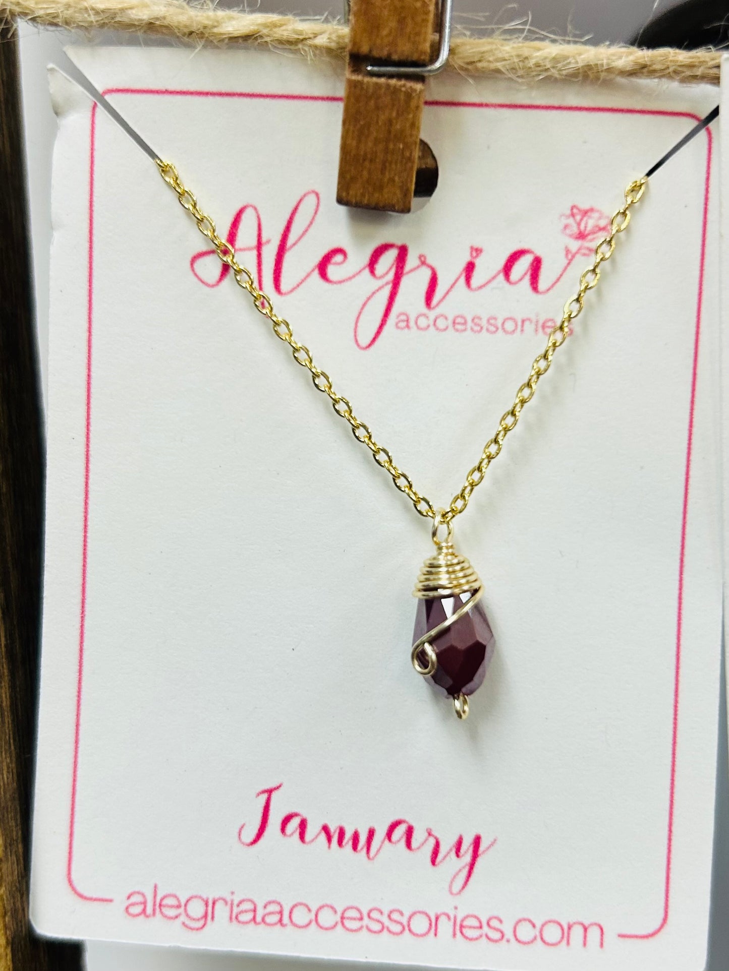 January Gold Chain Birthstone Necklace