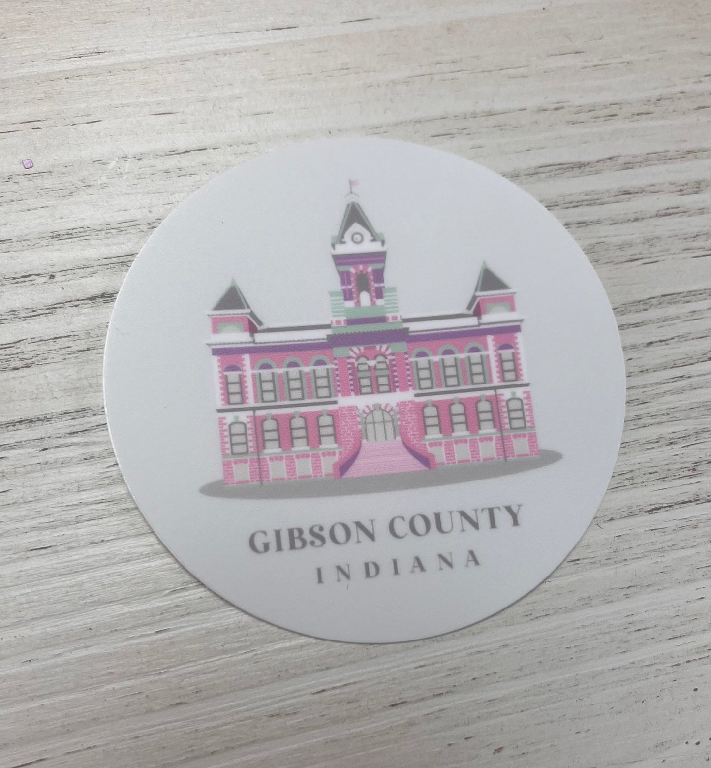 Pink Courthouse 3” Circle Sticker