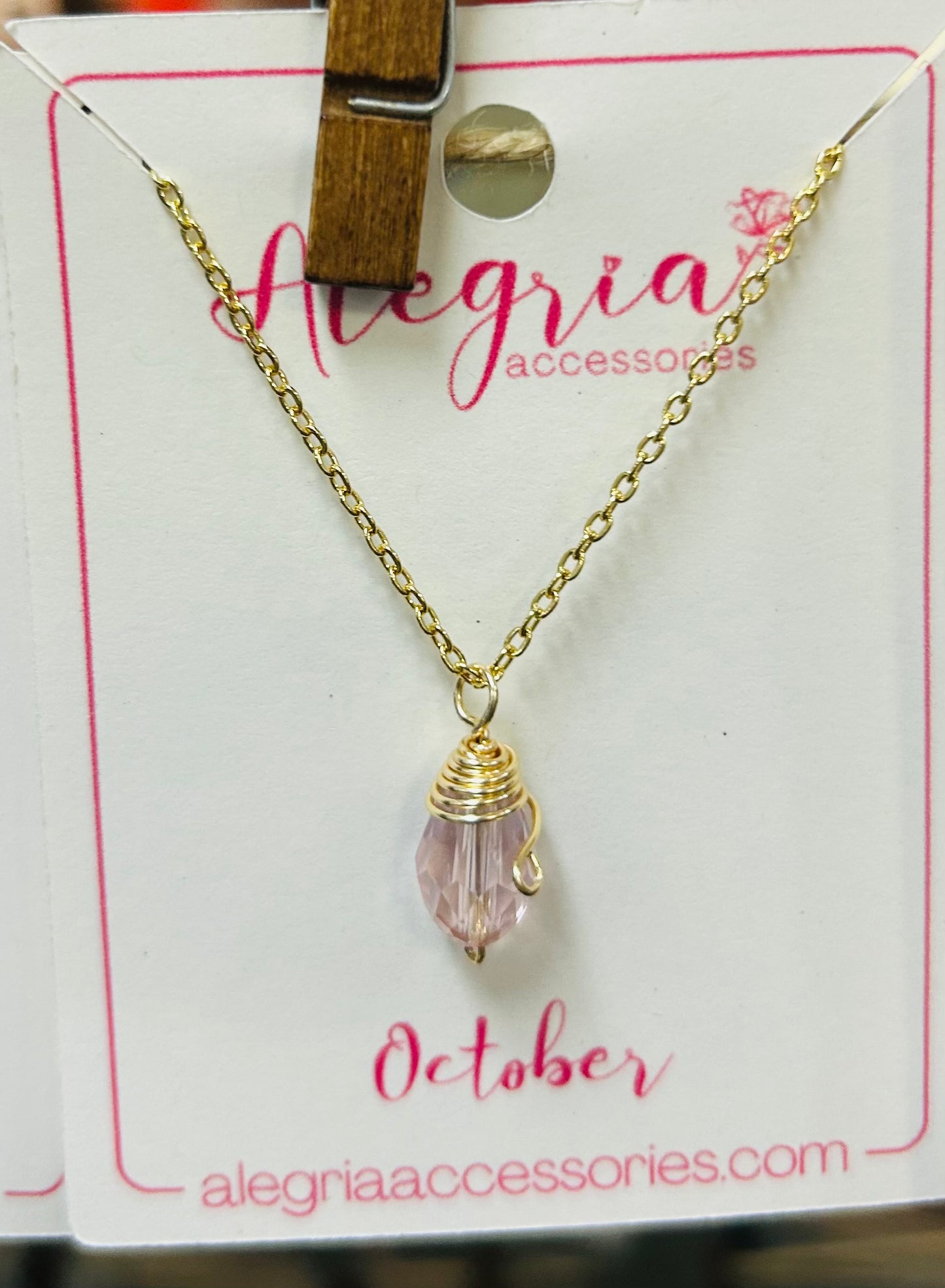 October Gold Chain Birthstone Necklace