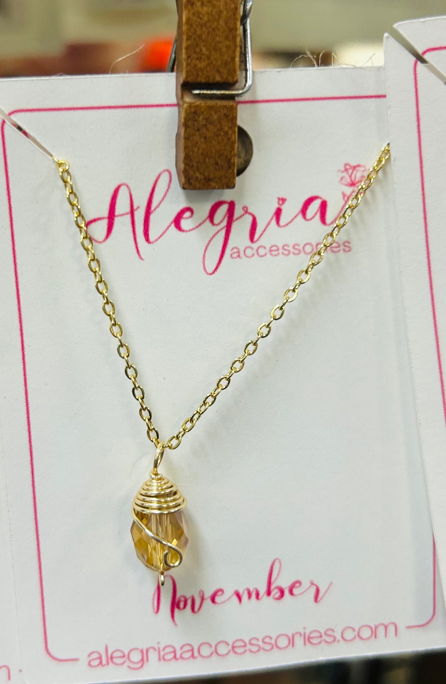 November Gold Chain Birthstone Necklace