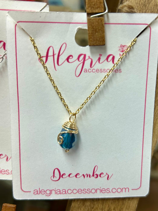 December Gold Chain Birthstone Necklace