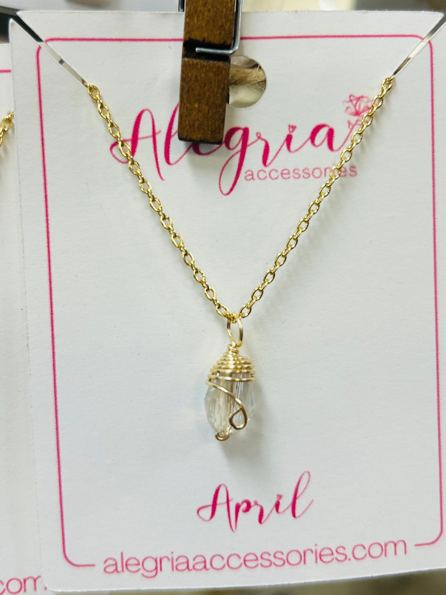 April Gold Chain Birthstone Necklace