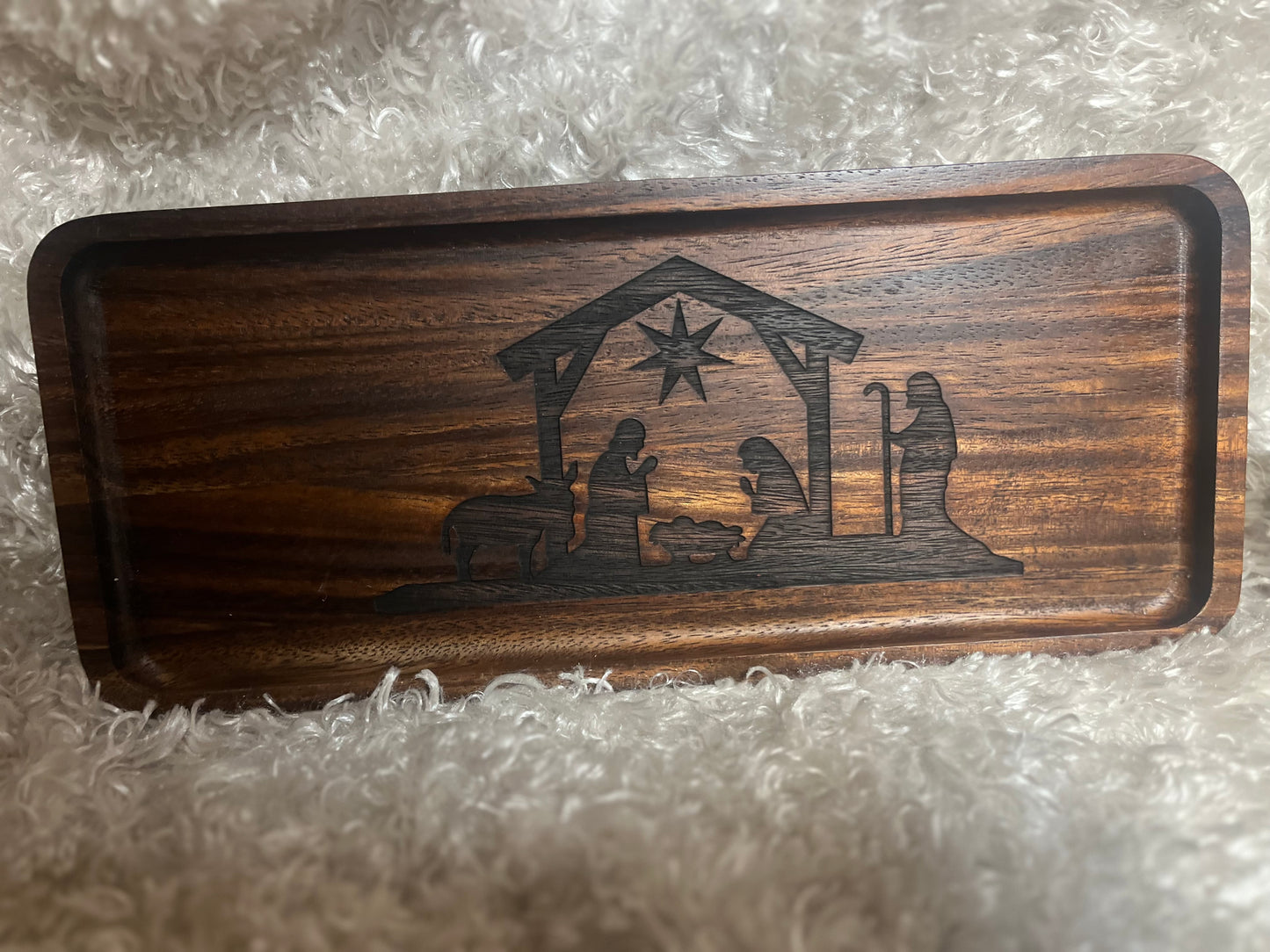 Nativity Scene Wooden Tray