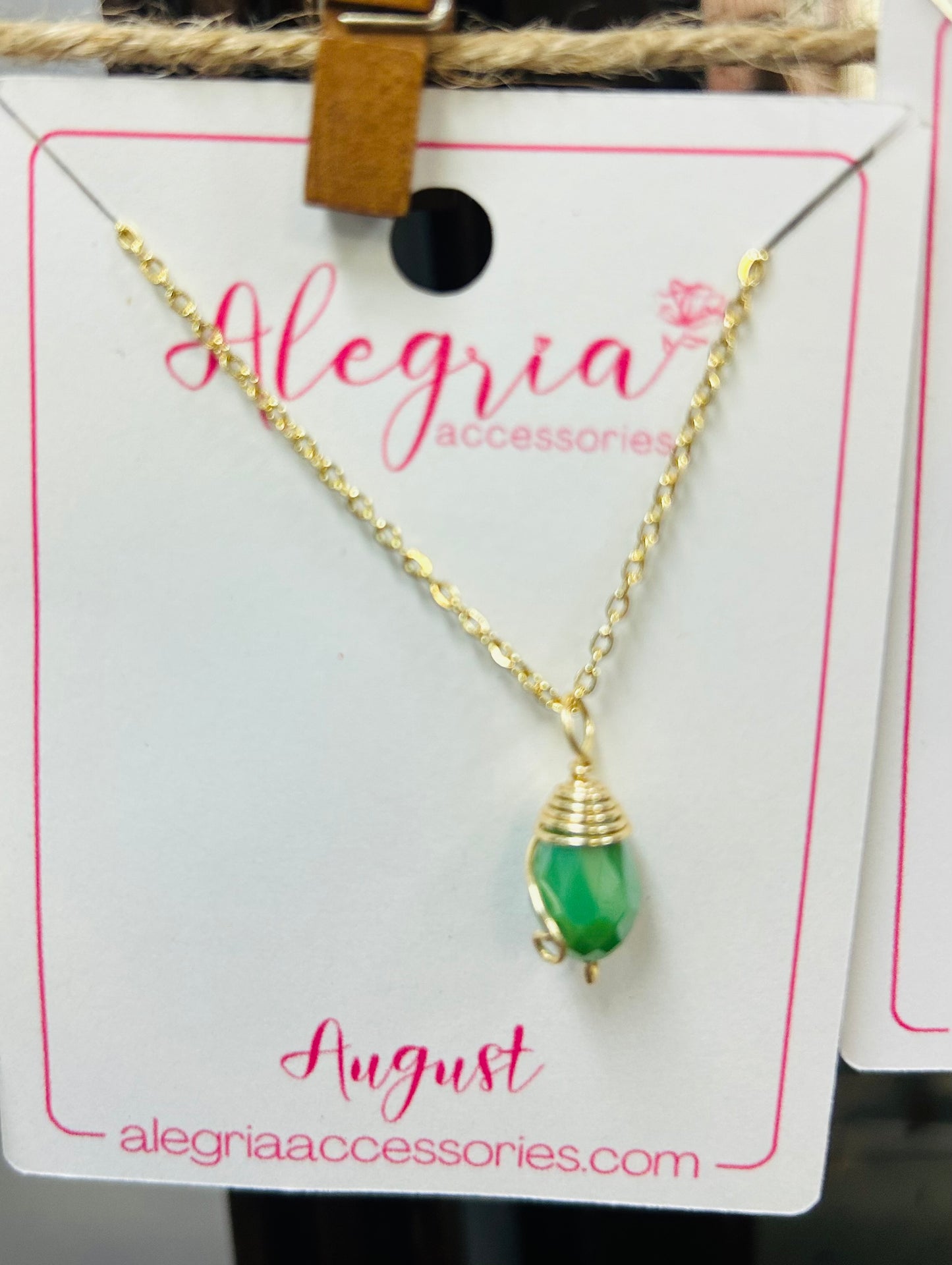 August Gold Chain Birthstone Necklace