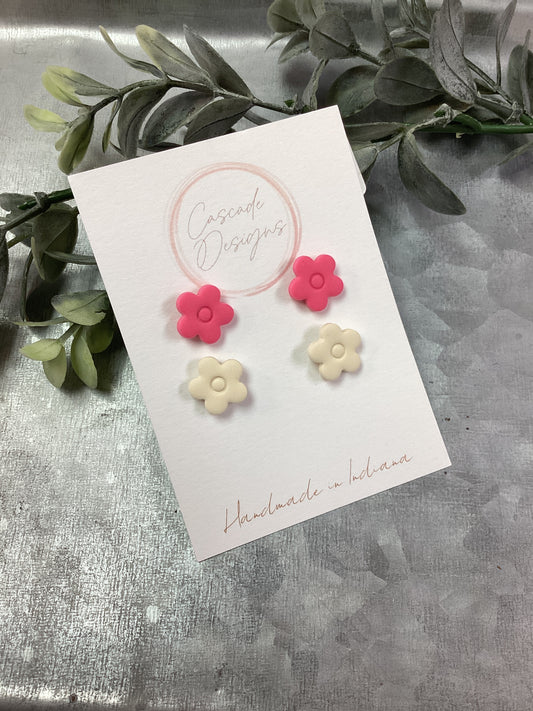 Flower Stud Clay Earrings