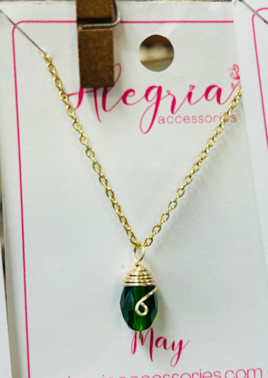 May Gold Chain Birthstone Necklace