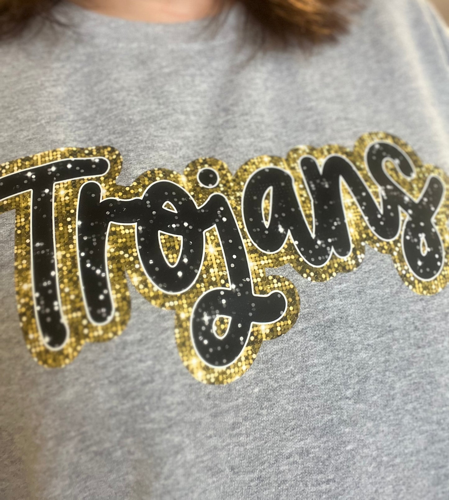 Trojans Faux Glitter Crew