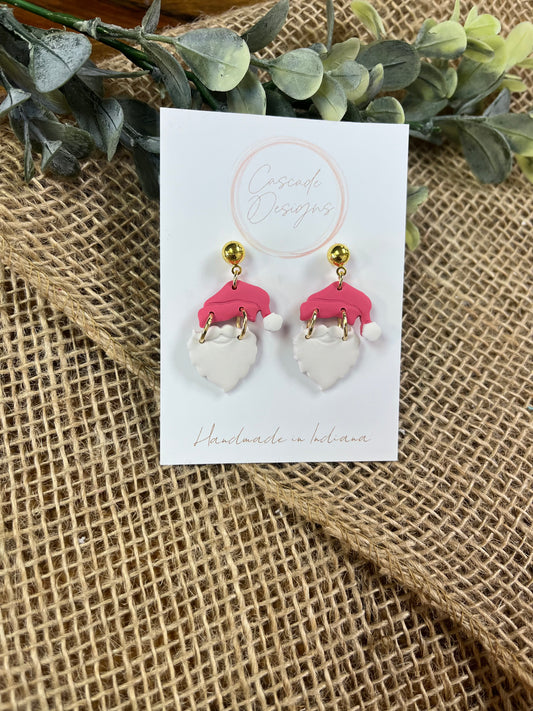 Pink Santa Hat Dangle Earrings