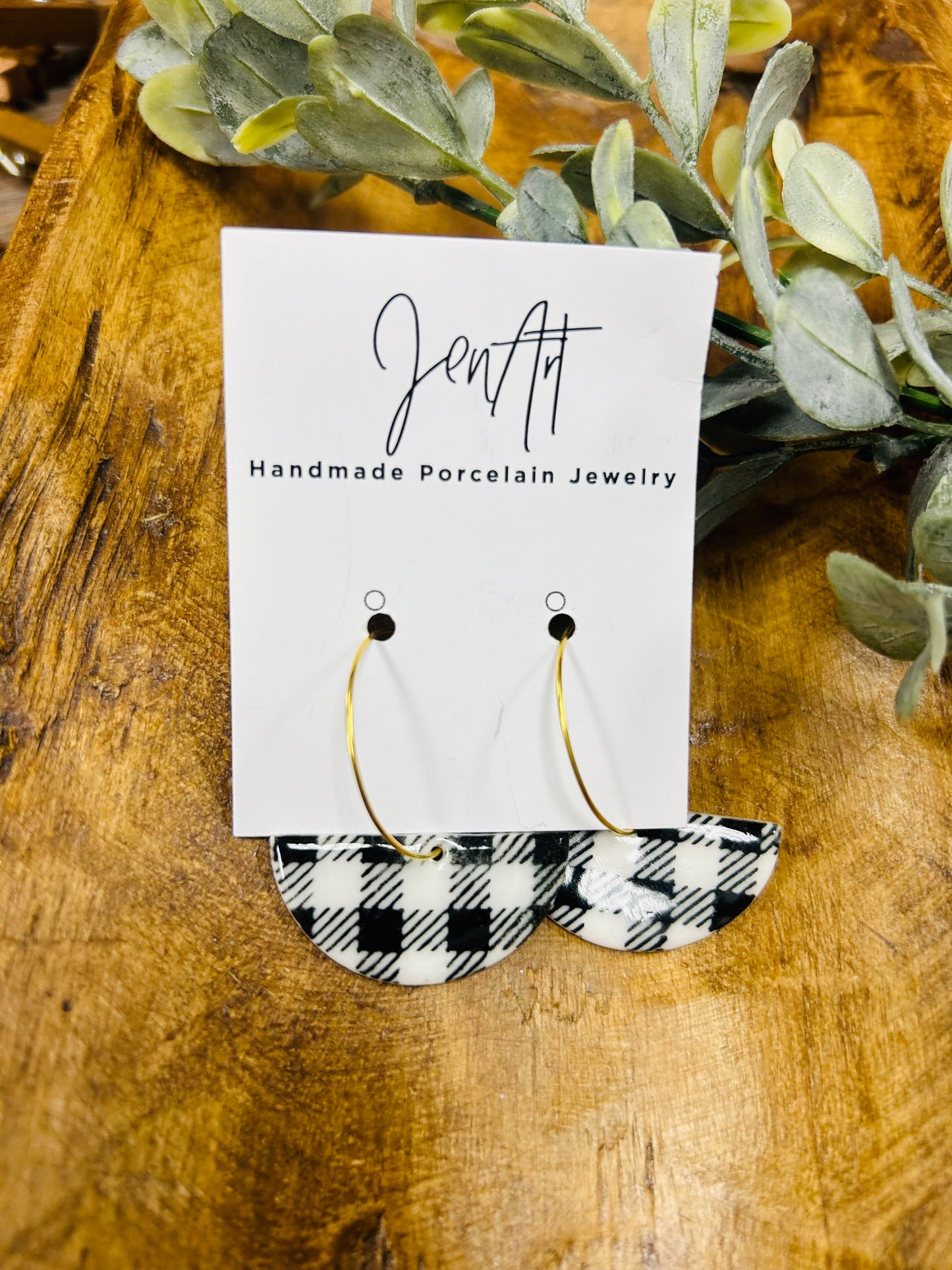 Plaid Semi-Circle Dangles