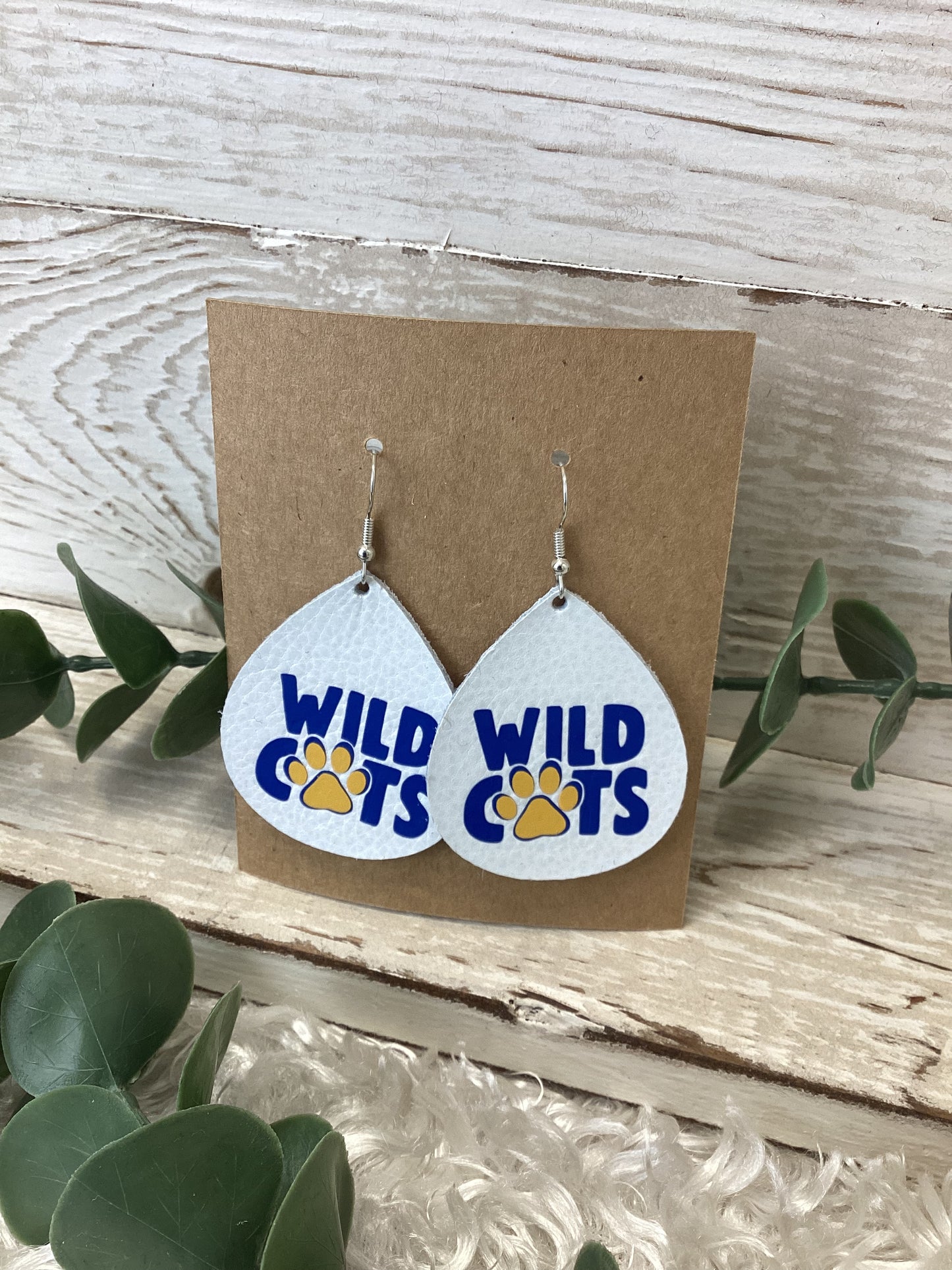 Leather Wildcats Tear Drop Earrings