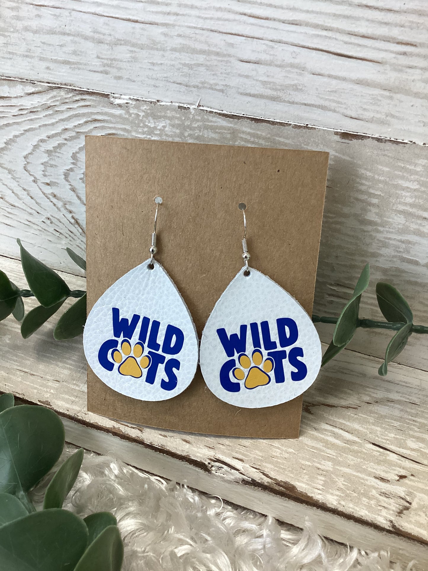 Leather Wildcats Tear Drop Earrings