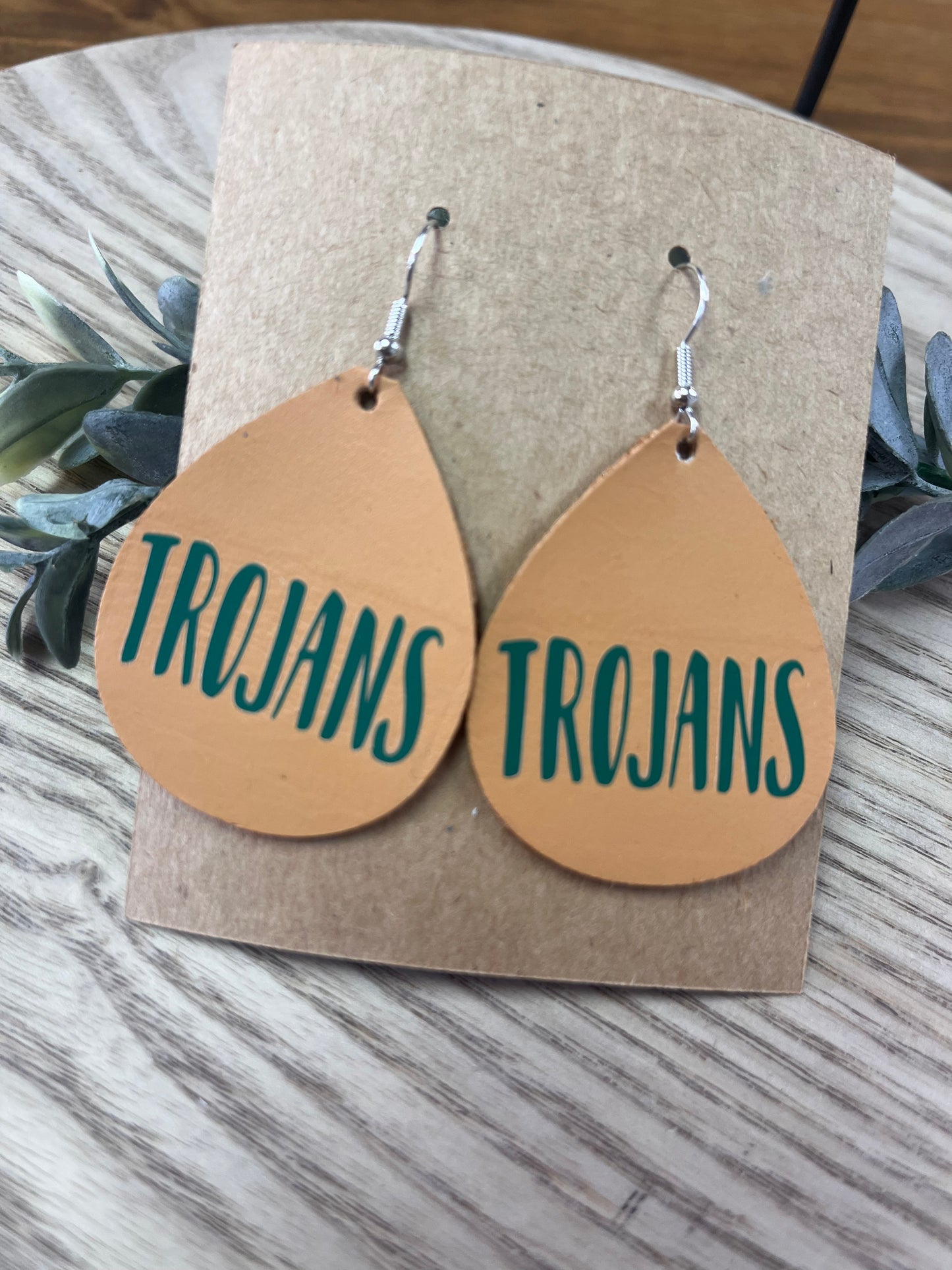 Trojans Leather Tear Drop Earrings