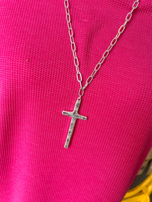 Hammered Cross Neckalace