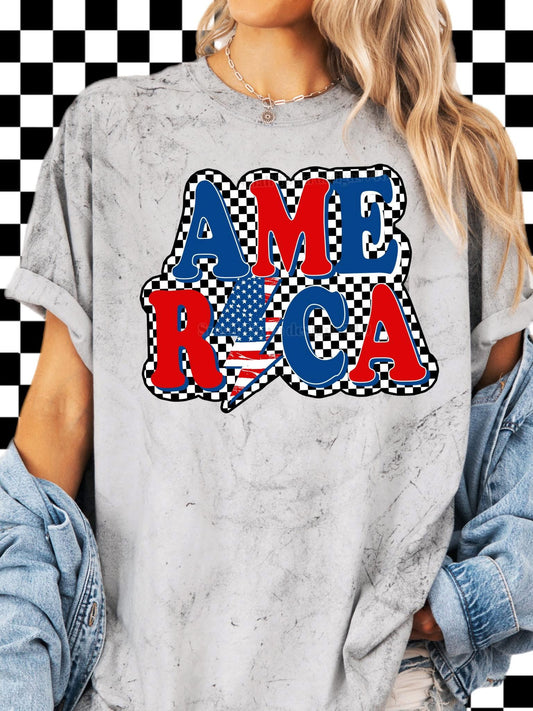 America Checkered Tee