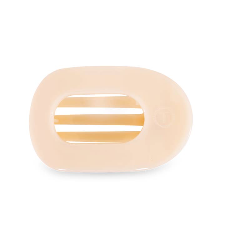 Almond Beige Medium Flat Round Clip