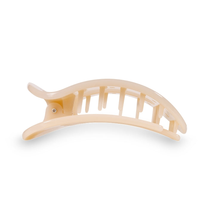 Almond Beige Small Flat Round Clip