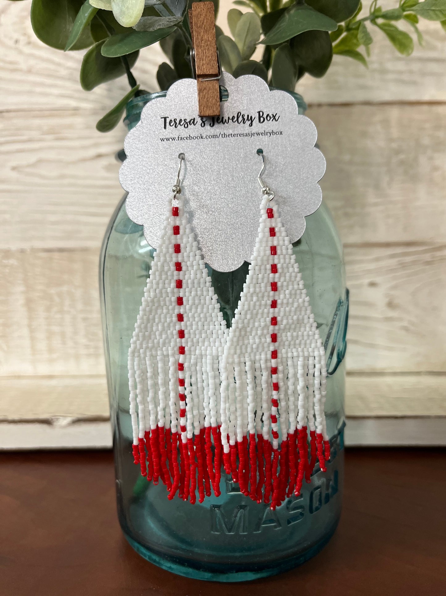 Red& White Beaded Dangles