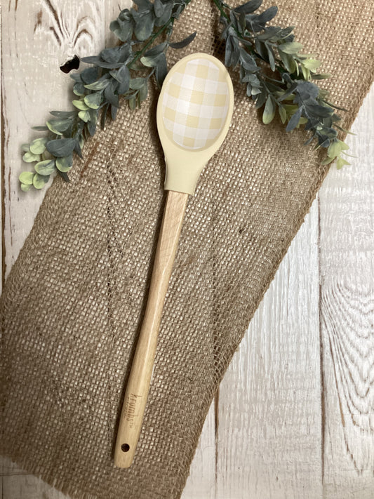 White/tan checkered spoon