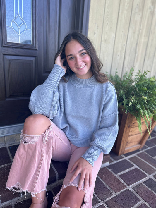 Grey Cropped Sweater