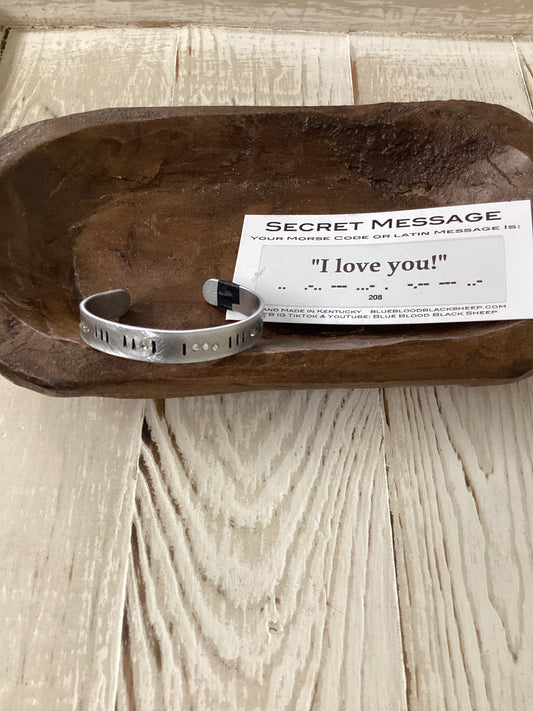 I love you Morse Code Cuff Bracelet