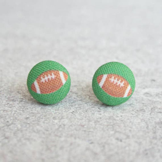 Footballs, Fabric Covered Button Earrings