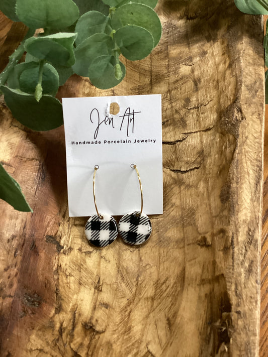 Jen Art Round Plaid Dangles