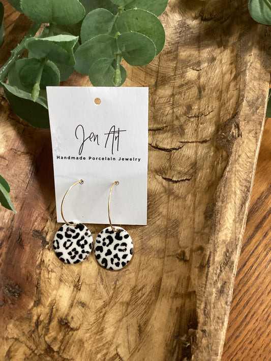 Circle Leopard Dangle Earrings